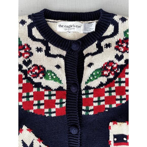 The Eagle's Eye L Americana Cardigan Sweater 90s Vintage Patriotic 4th of July - Picture 5 of 12